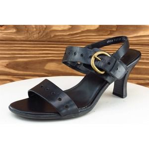 WHAT's What Sz 6.5 M Black‎ Ankle Strap Leather Women Sandals
